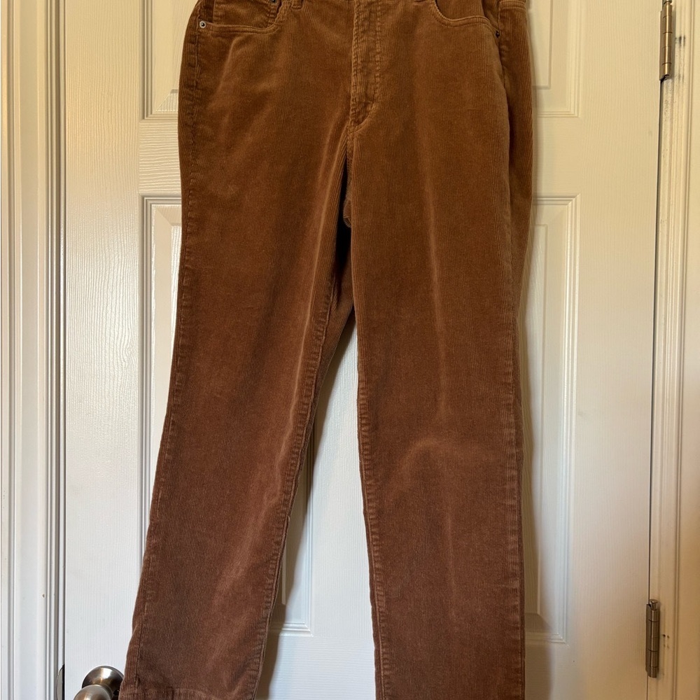 Quince Pants Womens 12 Brown Corduroy Straight Leg Stretch 34 X 28  Cotton Pant